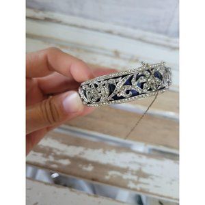 Vintage blue rhinestone‎ bracelet women's small